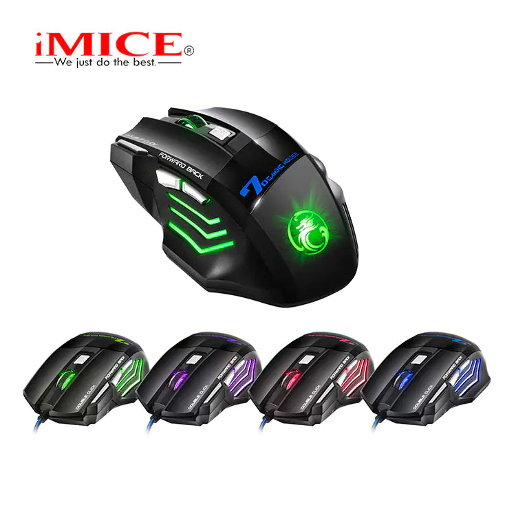 IMICE 7-Key Gaming Mouse with RGB Breathing Light